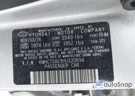 2017 Hyundai Accent Se из США, поврежденный, VIN KMHCT5AE8HU320694